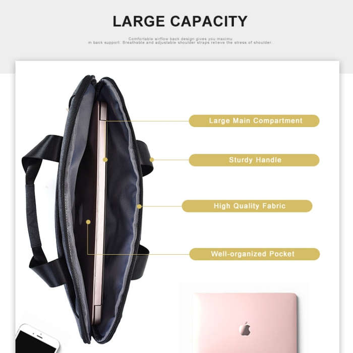 OSOCE S63 Breathable Wear-resistant Shoulder Handheld Zipper Laptop Bag For 15 inch and Below Mac...