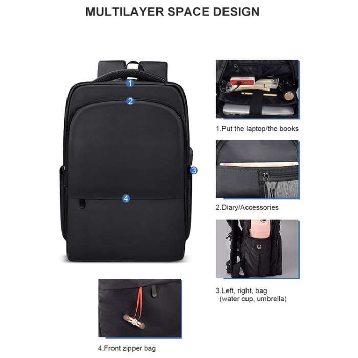 Polyester Waterproof Laptop Backpack for Below 15 inch Laptops, with USB Interface Trunk Trolley ...