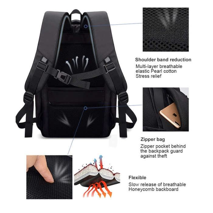 Polyester Waterproof Laptop Backpack for Below 15 inch Laptops, with USB Interface Trunk Trolley ...