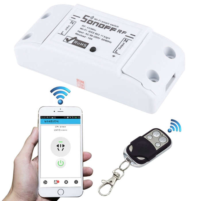 Sonoff 433MHz DIY WiFi Smart Wireless Remote Control Timer Module Power Switch with 4-keys Remote...