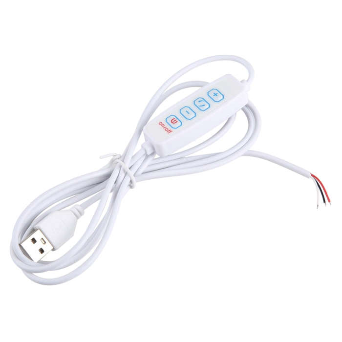 1.5m USB DC5V Switch Cable with 3 Colors Controller (White)