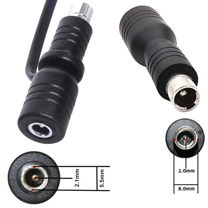 DC 5.5mm x 2.1mm Female  to DC 8.0mm x 2.0mm Male Adapter for Portable Power Station, Solar Gener...