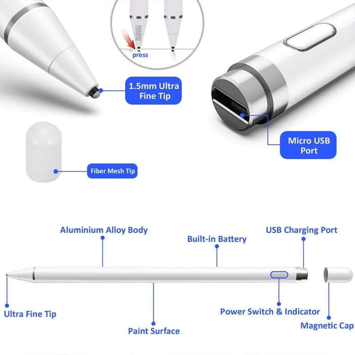 Universal Active Capacitive Stylus Pen(Red)