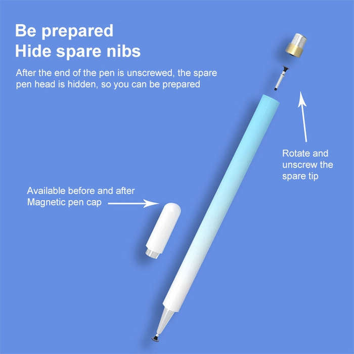 Universal Nano Disc Nib Capacitive Stylus Pen with Magnetic Cap & Spare Nib (Pink)