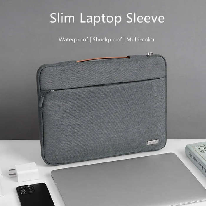 For 14 inch Laptop Zipper Waterproof  Handheld Sleeve Bag (Black)