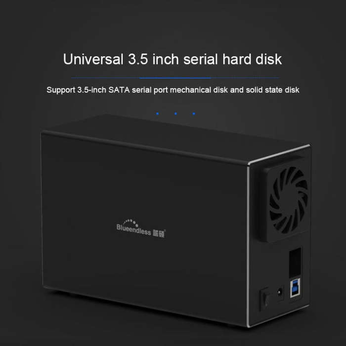 Blueendless USB-B Interface 3.5 inch 2 Bay RAID Combination Array HDD External Enclosure (UK Plug)