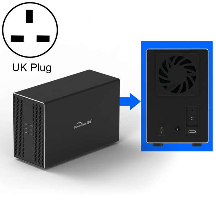 Blueendless Type-C / USB-C Interface 3.5 inch 2 Bay RAID Combination Array HDD External Enclosure...