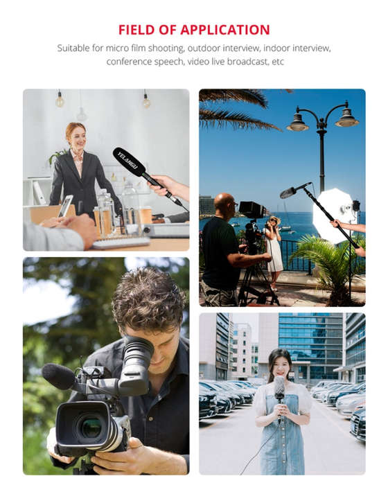 YELANGU YLG9933A MIC07 Professional Interview Condenser Video Shotgun Microphone with 6.5mm Audio...