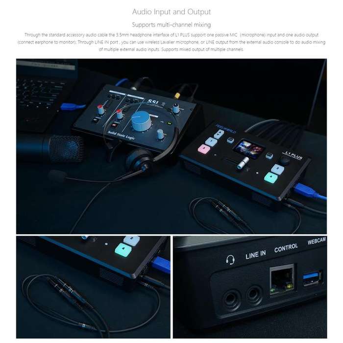 FEELWORLD L1 PLUS Multi-camera Video Mixer Switcher Touch Screen PTZ Control USB3.0 Fast Streamin...