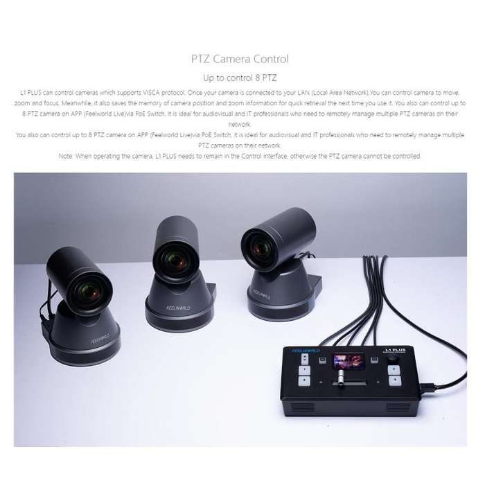 FEELWORLD L1 PLUS Multi-camera Video Mixer Switcher Touch Screen PTZ Control USB3.0 Fast Streamin...