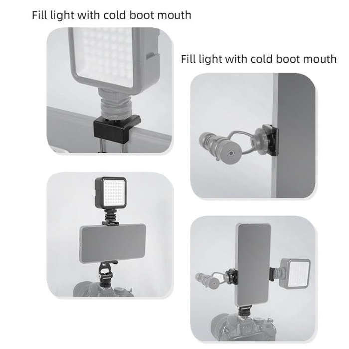 BEXIN PH-01 Desktop Live Broadcast Bracket 360 Phone Clamp Dual Cold Shoes Mount (Black)