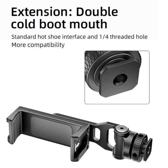 BEXIN PH-01 Desktop Live Broadcast Bracket 360 Phone Clamp Dual Cold Shoes Mount (Black)