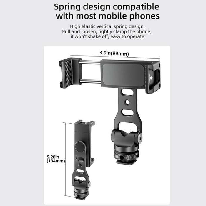 BEXIN PH-01 Desktop Live Broadcast Bracket 360 Phone Clamp Dual Cold Shoes Mount (Black)