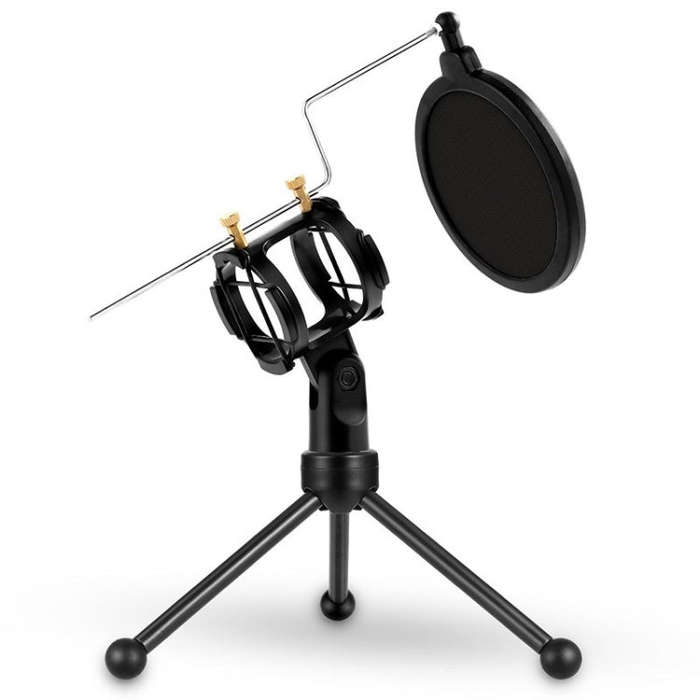 Yanmai PS-3 Mini Portable Microphone Anti-network Shockproof Desktop Stand(Black)