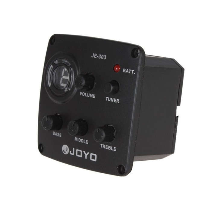 JOYO JE-303 Guitar Pickup 3-Band EQ Preamp Tuner Pickup Equalizer with Tuning Function(Black)