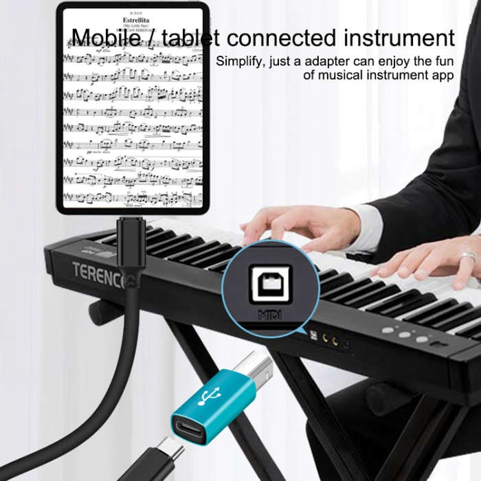 Type-C Female to MIDI Male Universal Adapter for Electronic Musical Instruments(Blue)