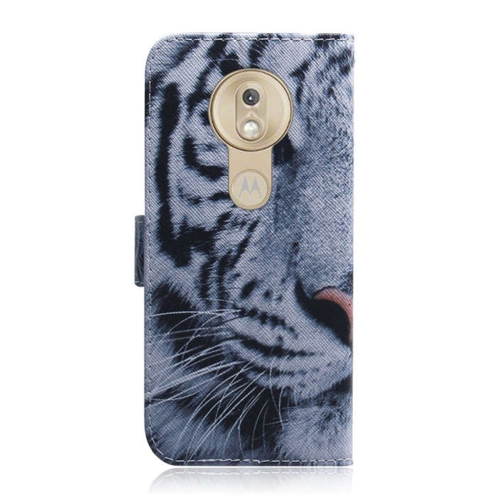 Tiger Pattern Coloured Drawing Horizontal Flip Leather Case for Motorola Moto G7 Play, with Holde...