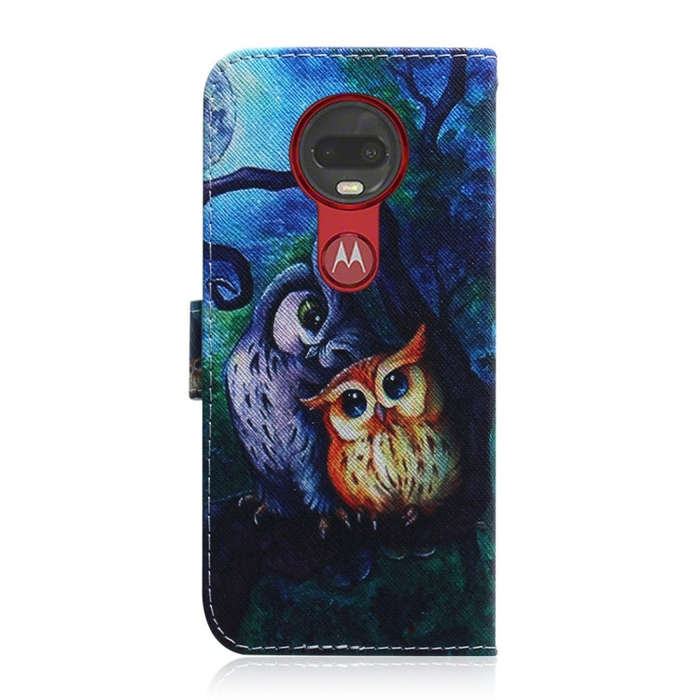 Oil Painting Owl Pattern Coloured Drawing Horizontal Flip Leather Case for Motorola Moto G7 / Mot...