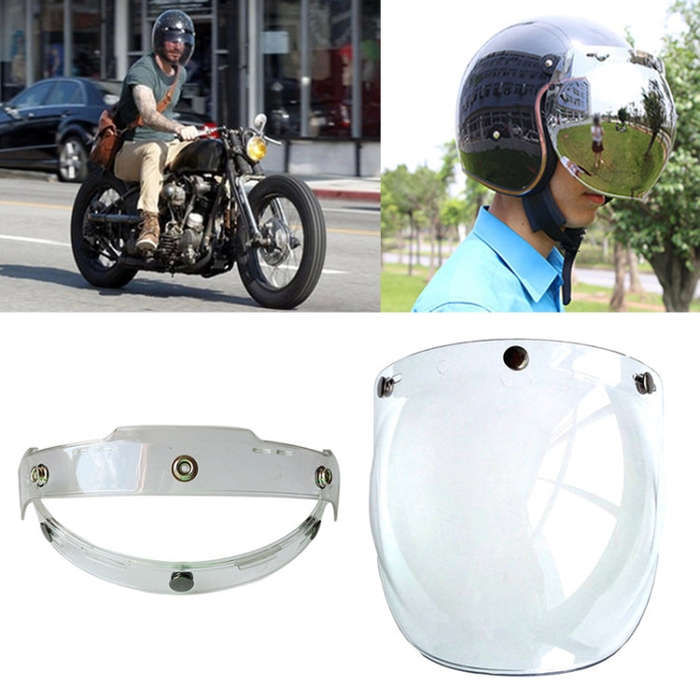 Soman Motorcycle Bubble Visor Open Face Helmet Visor Helmet Windshield Shield with Transparent Fr...