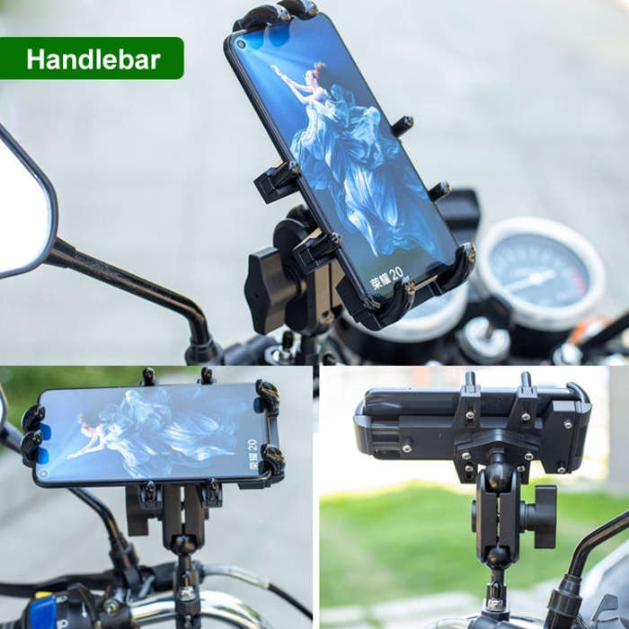 U-shaped Bolt Ball-Head Motorcycle Handlebar Multi-function Eight-jaw Aluminum Phone Navigation H...