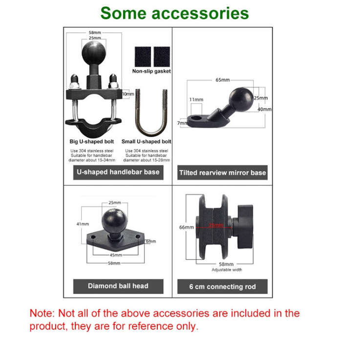U-shaped Bolt Ball-Head Motorcycle Handlebar Multi-function Eight-jaw Aluminum Phone Navigation H...