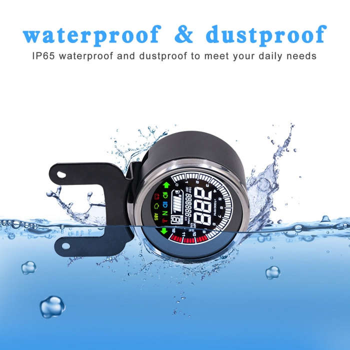 Universal Motorcycle Modified Multi-functional LED Digital Meter Indicator Light Tachometer Odome...