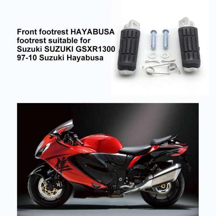 One Pair Motorcycle Front Foot Pegs for Suzuki HAYABUSA GSX1300R 19972010 (Black Silver)