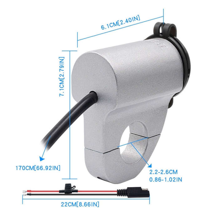 WUPP ZH-975A3 Motorcycle Aluminum Alloy Waterproof Mobile Phone Double QC3.0 Quick Charging Charg...