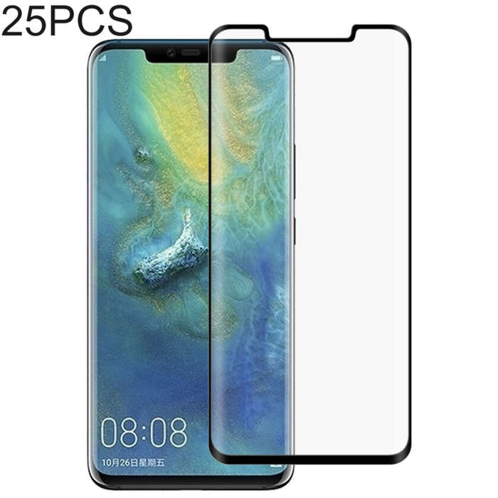 25 PCS Full Glue 3D Curved Edge Full Screen Tempered Glass Film for Huawei Mate 20 Pro (Black)