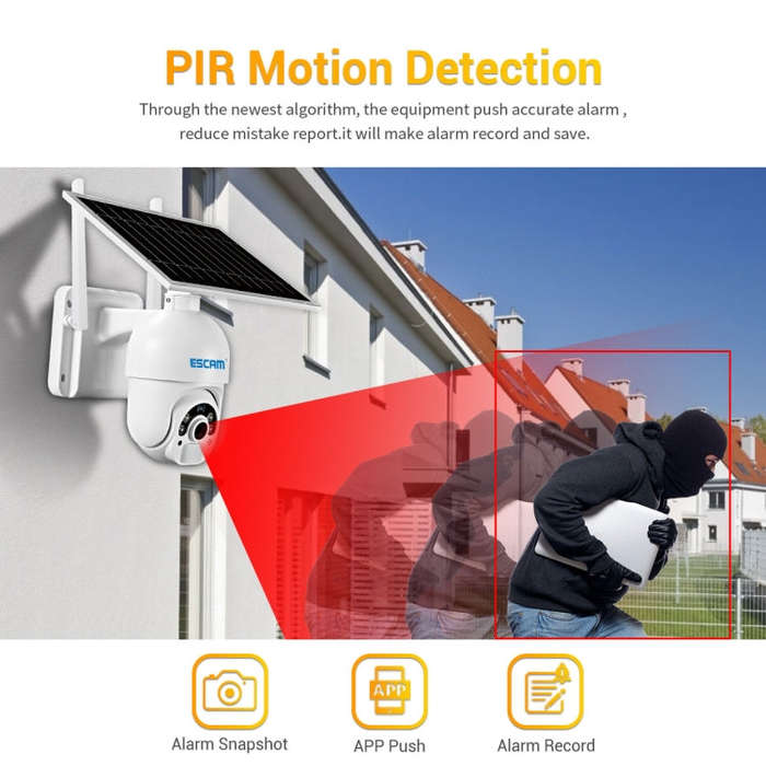 ESCAM QF450 HD 1080P 4G EU Version Solar Powered IP Camera with 128G Memory, Support Two-way Audi...
