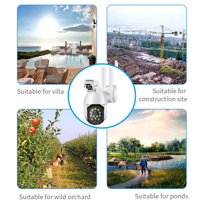 QX41 1080P 2.0MP Dual Lens IP66 Waterproof Panoramic PTZ WIFI Camera, Support Day and Night Full ...