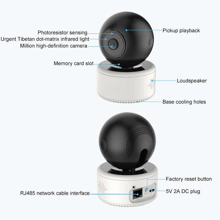 YT46 HD Wireless Indoor Network Shaking Head Camera, Support Motion Detection & Infrared Night Vi...