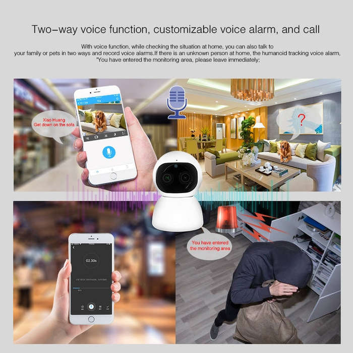 YT48 HD Wireless Indoor Network Shaking Head Binocular Camera, Support Motion Detection & Infrare...