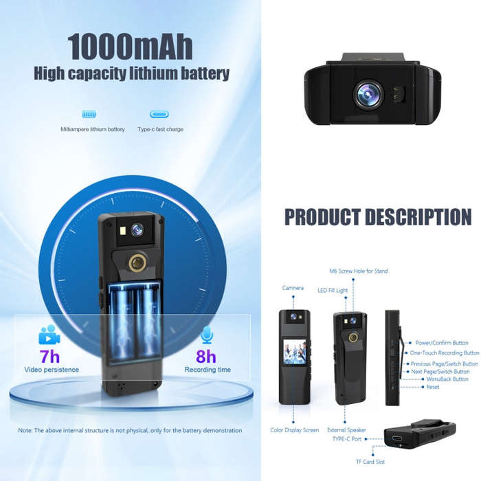 L12 180 Degrees Rotation Conference Video Recording Camera Mini HD 720P WiFi Camera (Black)