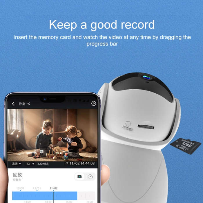 ZAS-5G01 1080P Home 5G WiFi Dual-band Panoramic Camera with 64GB TF Card, Support IR Night Vision...