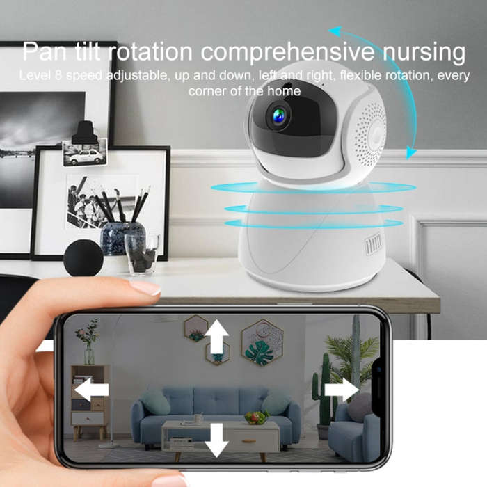 ZAS-5G01 1080P Home 5G WiFi Dual-band Panoramic Camera with 128GB TF Card, Support IR Night Visio...