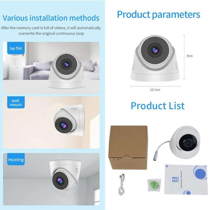 A5 Smart Conch WiFi Camera 1080P HD Night Vision IP Camera, USB Power-in (White)
