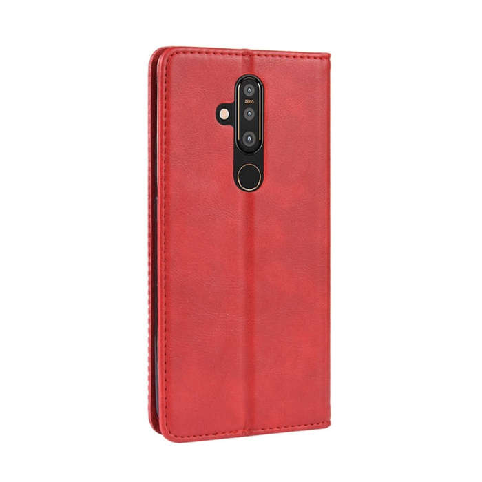 Retro Magnetic Clasp Horizontal Flip Leather Case for Nokia X71 (8.1 Plus), with Holder & Card Sl...