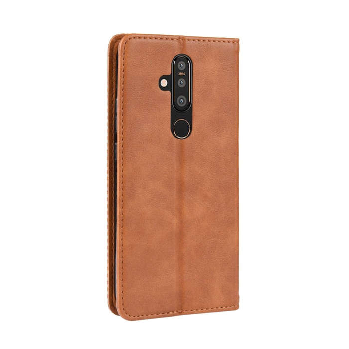 Retro Magnetic Clasp Horizontal Flip Leather Case for Nokia X71 (8.1 Plus), with Holder & Card Sl...