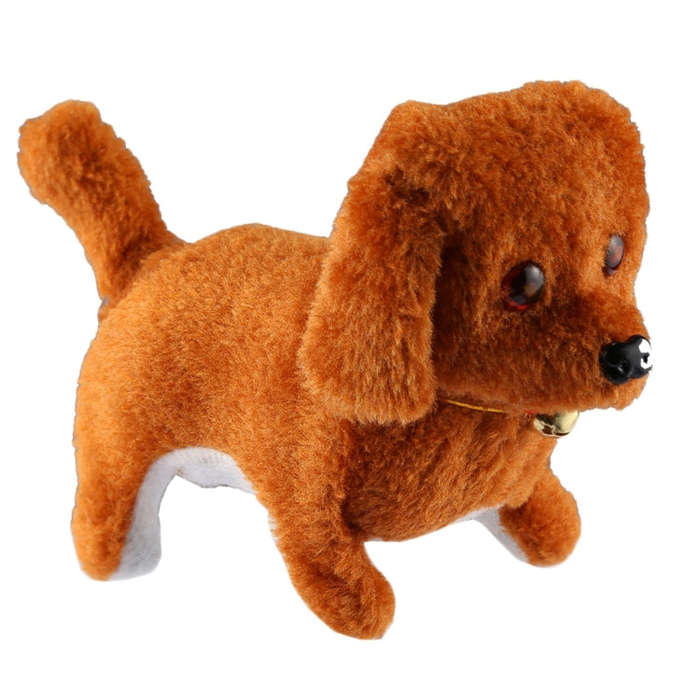 2 PCS Plush Puppy Electric Toys Can Will Move Forward / Will Backwards / Sounding and Luminous Ey...