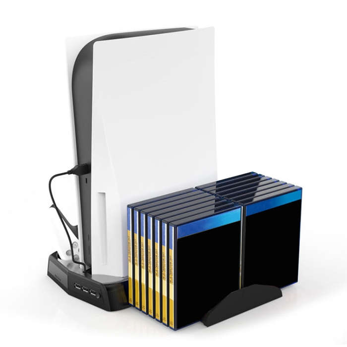KJH P5-010-2 Multi-function Charging Cooling Fan Base with Storage Tray Bracket For PS5 De / UHD