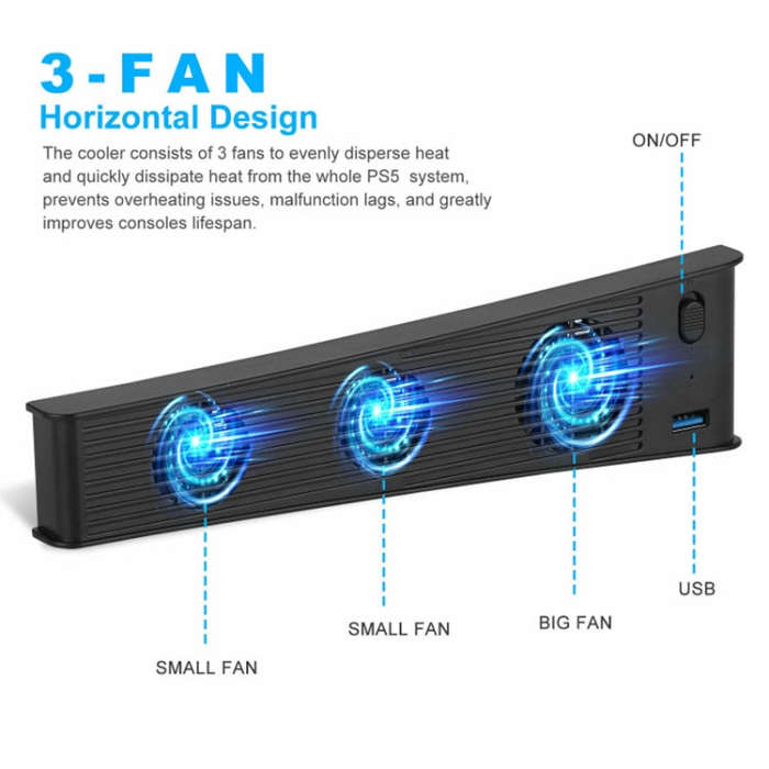 KJH P5-009 Console Cooling Fan For PS5(Black)