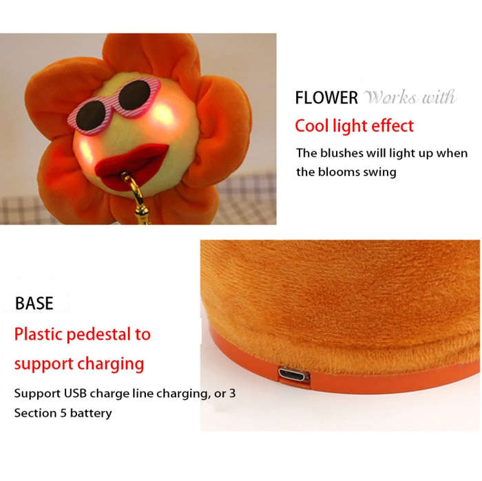Sunflower Sax Style Bluetooth Plush Children Adult Toy ,Support USB Charging & Battery(Red)