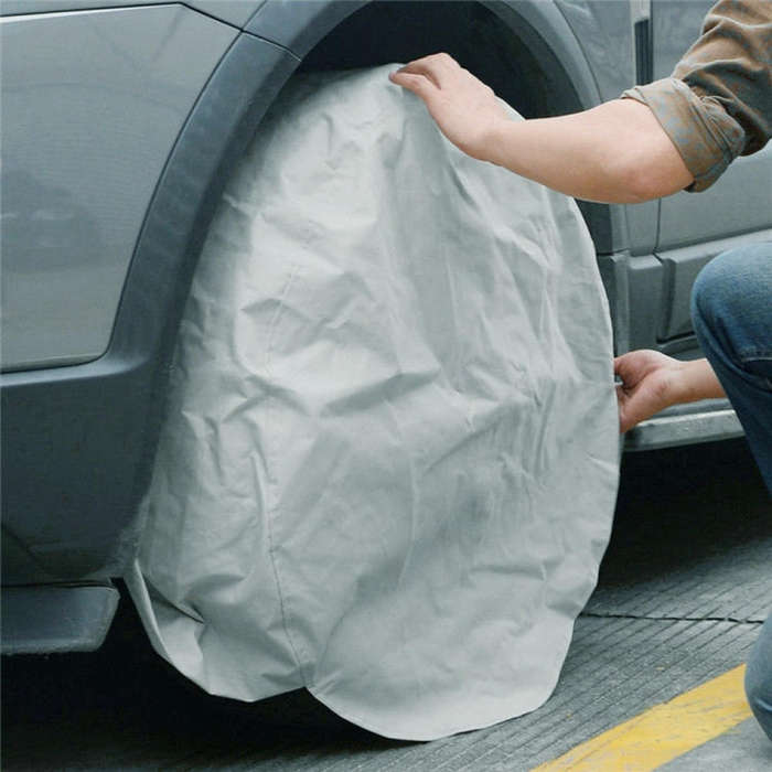 4PCS 210D Oxford Cloth RV Caravan Tire Dustproof and Waterproof Cover For 27-29 inch (Silver)