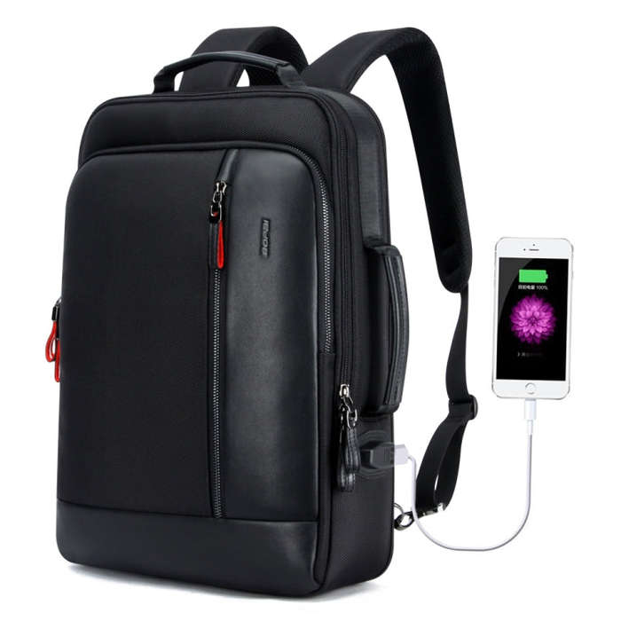Bopai 751-006641 Large Capacity Business Fashion Breathable Laptop Backpack with External USB Int...
