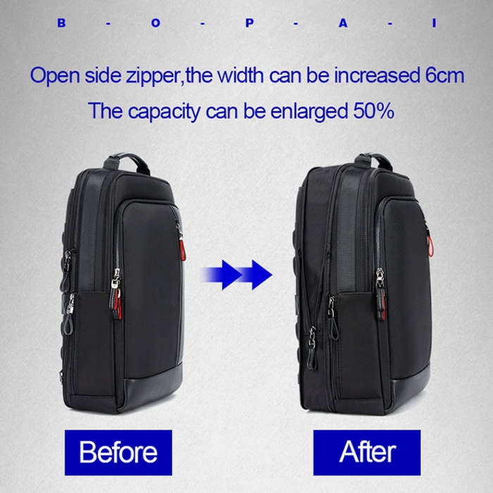 Bopai 751-006641 Large Capacity Business Fashion Breathable Laptop Backpack with External USB Int...