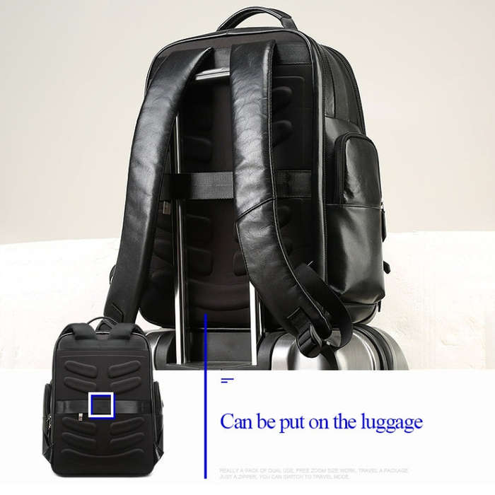 Bopai 851-019811 Large Capacity Anti-theft Waterproof Leathar Backpack Laptop Tablet Bag for 15.6...