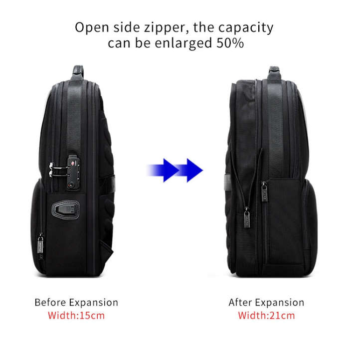 Bopai 61-02511 Business Travel Breathable Waterproof Anti-theft Man Backpack, Size: 30x15x44cm(Bl...