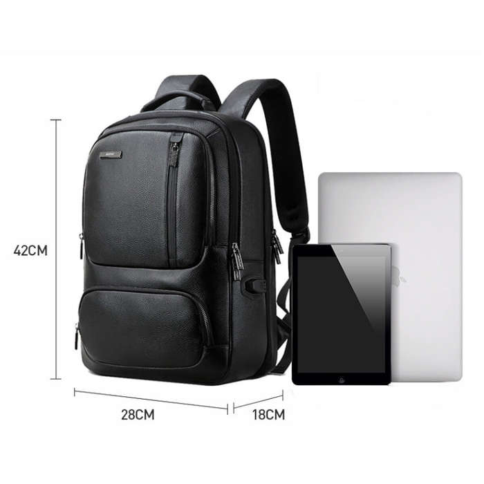 Bopai 851-023911 Top-grain Leather Business Breathable Anti-theft Man Backpack, Size: 28x18x42cm(...