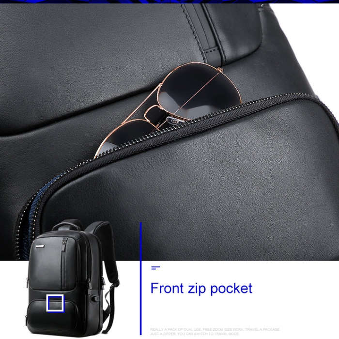 Bopai 851-023911 Top-grain Leather Business Breathable Anti-theft Man Backpack, Size: 28x18x42cm(...